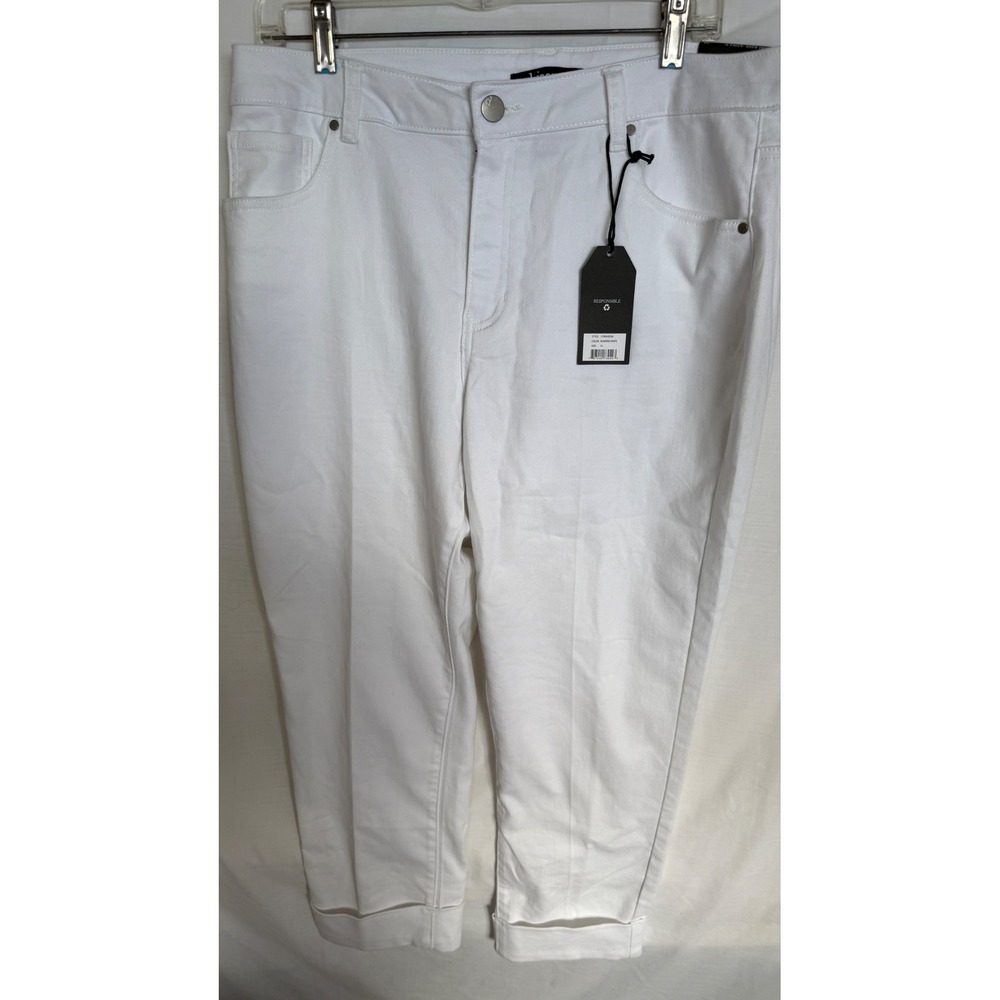 d.jeans Womens High Rise Ankle Jeans White Cuffed Denim Size 16 NWT 15784HS056